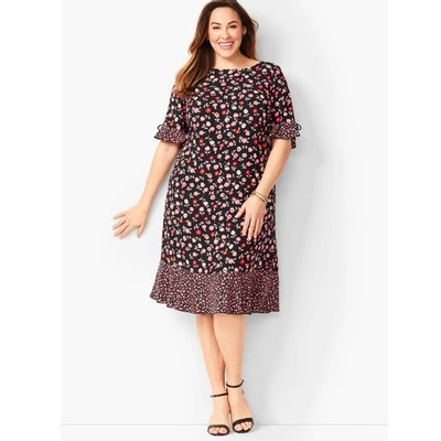 Talbots Floral Jewel Neck Shift Dress Plus Size 16W - Image 1 of 4