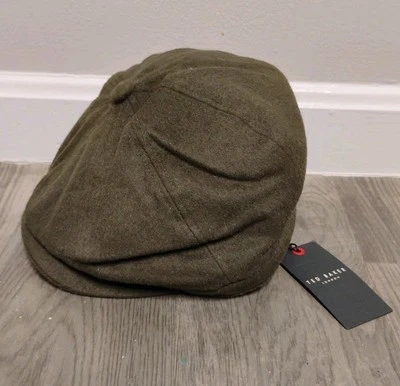Gorra de conducción de lana Ted Baker "Baker Boy's" nueva con etiquetas persianas verdes pico Foto 1 de 4
