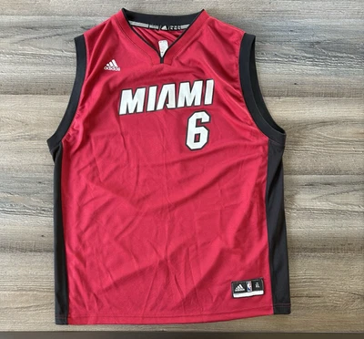 Мужская баскетбольная футболка Miami Heat XL LeBron James No6 Adidas NBA без рукавов красная - Изображение 1 из 4