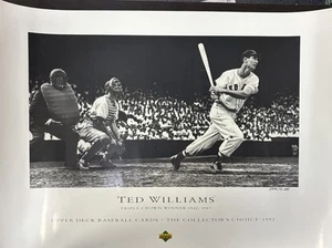 Poster Baseball 1992 Ted Williams Triple Crown Winner 21x29 Upper Deck Numerato - Foto 1 di 1