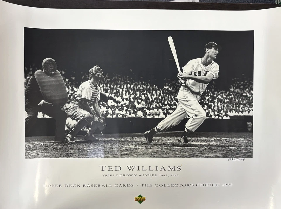 Póster de béisbol Ted Williams Triple Corona 1992 ganador 21x29 cubierta superior numerado Foto 1 de 1