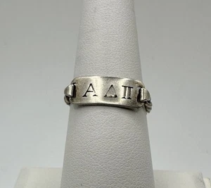 VTG Alpha Delta Pi Sterling Silver Chain Link ID Ring SZ7 RARE 925 Sorority Read - Picture 1 of 7