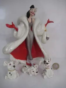 LENOX CRUELLA DE VIL AND 3 x 101 DALMATIONS PUPPIES FIGURINE DISNEY COLLECTION - Picture 1 of 24