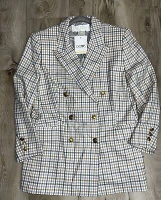 Chaqueta Blazer Escada Margaretha Ley Lana Doble Pecho Cuadros Talla 44 De Colección NUEVA Foto 1 de 4