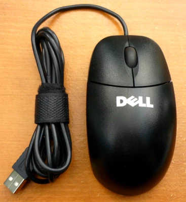 Dell M-UK DEL3 USB Wired Mechanical Ball Wheel Mouse BLACK - GOOD Condition - Image 1 of 4