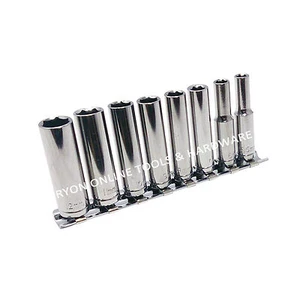 8PC 1/4" Deep Socket Set Holder Metric 50mm Long 5.5mm to 12mm Made in Taiwan - Picture 1 of 1