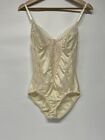 Vintage Women’s Ivory Silky Lace Floral Small Bodysuit Teddy Lingerie 