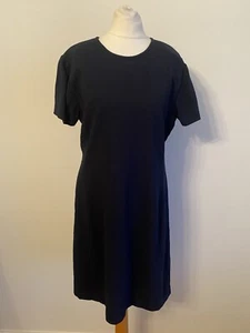 Clifford michael dress size 8 navy blue vintage pencil 100% wool shirt sleeves - Picture 1 of 12