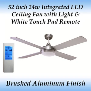 Rotor 52 inch LED Ceiling Fan in Brushed Aluminium and White Touch Pad Remote - Picture 1 of 4