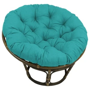 Rattan Papasan Frame with Solid Outdoor Fabric Cushion - Picture 1 of 18