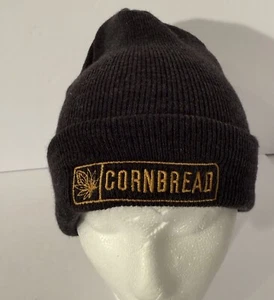 Official Cornbread Logo In Yellow Stitched Onto Dark Gray Winter Beanie Hat - Picture 1 of 10