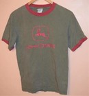 Vintage Delta Gray/Brown Red Trim John Deere T Shirt Small Adult