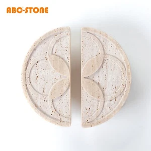 2 Pcs Natural Rome Travertine Door Handles Decorative Vintage Doorknobs - Picture 1 of 4