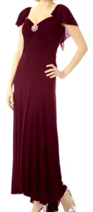 ABENDKLEID LANG ABI-BALLKLEID MAXIKLEID ÄRMEL STRETCH BORDEAUX Gr.42 NEU €189 - Bild 1 von 4