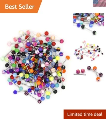 Juego de barra de lengua de acero inoxidable 14G 110 piezas - colores surtidos para todos los estilos Foto 1 de 4