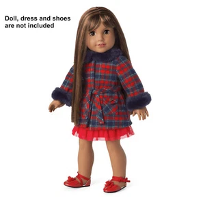 NIP American Girl x Janie and Jack Fur-Trim Plaid Coat for 18-inch Dolls NEW - Picture 1 of 8