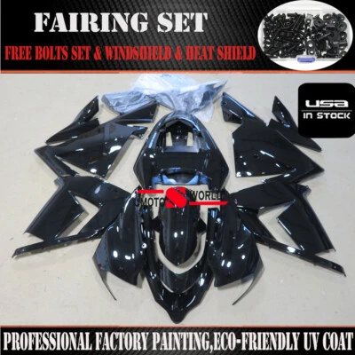 Glossy Black Injection Fairing Kit Fit for Kawasaki Ninja ZX10R 2004 2005 +Bolts Foto 1 de 4