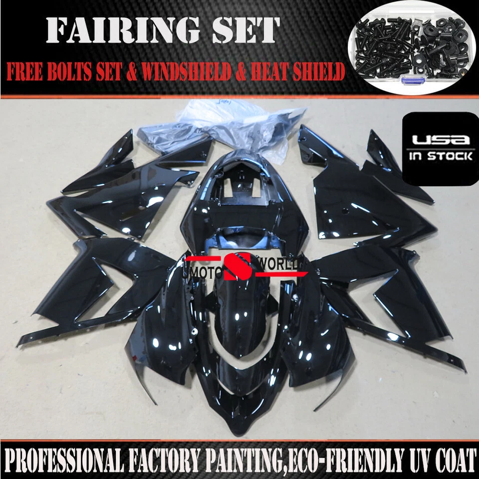 Glossy Black Injection Fairing Kit Fit for Kawasaki Ninja ZX10R 2004 2005 +Bolts - Изображение 1 из 4