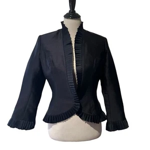 Vintage Jimmy Gamba Fleck Blazer Jacke Plissee Besatz Marineblau Damengröße 10 - Bild 1 von 9