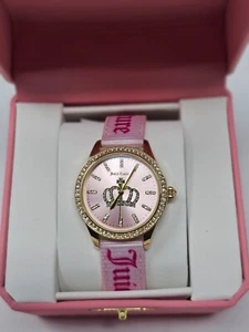 Juicy Couture Crystal Rose Gold Toned watch Pink Bezel & Wristband New In Box - Picture 1 of 5
