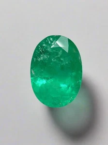 3.72 Carat 12x8.6MM Earthy Green Natural Loose Colombian Emerald-Oval Cut - Picture 1 of 11
