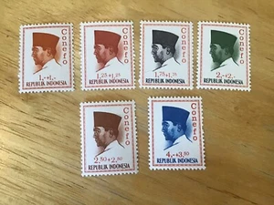 Indonesia Mint 6 Pcs Stamps President Soekarno 1965-1966 MNH OG. - Picture 1 of 2
