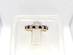 10k Yellow Gold Natural Round Sapphire Diamond Band Ring 0.60 CT - Picture 1 of 6