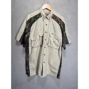 Mossy Oak Hudson River Shirt Cream Camo Mens Size Large Hunting Fishing - Picture 1 of 6
