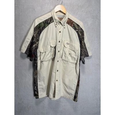 Camisa Mossy Oak Hudson River Crema Camuflada Para Hombre Talla Grande Caza Pesca Foto 1 de 4