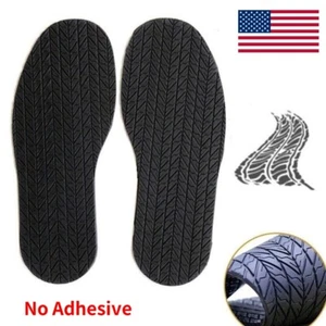 US 1 Pair Black Rubber Stick on Soles Anti-Slip Shoes Repair Protect No Adhesive - Picture 1 of 5