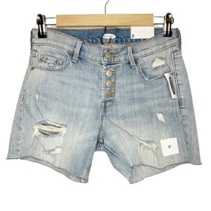Old Navy NWT Light Wash Distressed Raw Hem 5" Inch Denim Shorts Women Size 2 - Picture 1 of 3