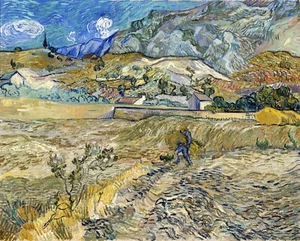 Landschaft in Saint Rémy von Vincent Van Gogh Giclée Archiv Fine Art Papier Repro - Bild 1 von 2