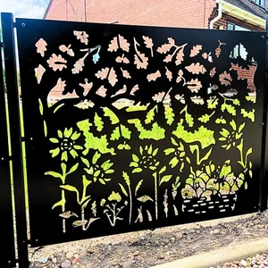 Garden Metal Autumn Fence Panel Durable Screen Steel Fencing Screening Laser - Picture 1 of 50