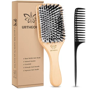 Hair Brush,Boar Bristle Hair Brushes and Styling Comb Set for Women Men Kids, Be - Picture 1 of 15