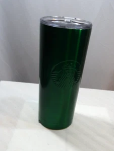 Bicchiere Starbucks in metallo verde con coperchio caffè trasparente 2022 ~ 19,8 oz - Foto 1 di 4