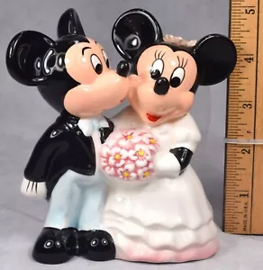 Disney Micky and Minnie Mouse Bride and Groom Figurine Wedding Cake Topper - Picture 1 of 4
