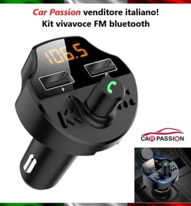 KIT VIVAVOCE BLUETOOTH AUTO CELLULARE SMARTPHONE LETTORE MP3 USB FM CARICATORE - Photo 1/7