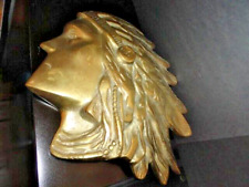 vintage brass  Indian head wall plaque