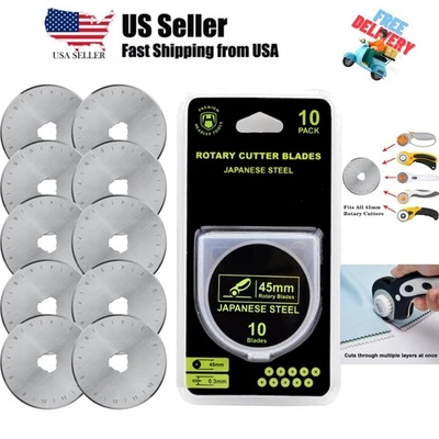 Paquete de 10 cuchillas de corte rotativas de 45 mm para Olfa, Fiskars, cuchilla giratoria de repuesto... Foto 1 de 4