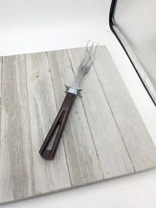 Ancienne fourchette à viande Stanhome 3 broches manche inox marron - Photo 1/9