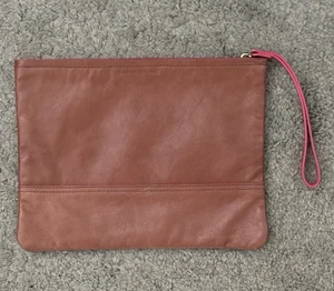 Banana Republic Milly Collection Brown Leather Zip Clutch Wristlet - Picture 1 of 7