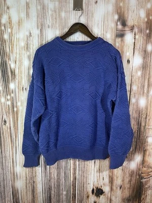 Suéter tejido con cable cuello redondo Liz Claiborne para hombre en azul real mediano Foto 1 de 4