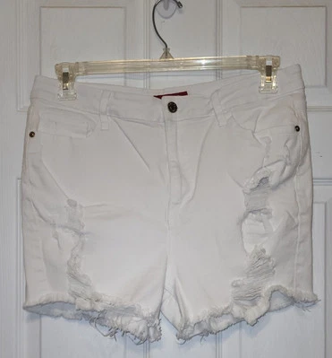 Pantalones Cortos Guess Blanco Denim Cutoffs Botín Rasgados Talla Grande  Foto 1 de 4