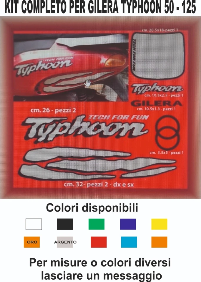 adesivi Gilera typhoon 50 125 set stickers vinile - Immagine 1 di 1
