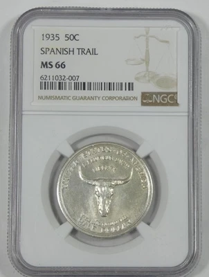 1935 Old Spanish Trail Commemorative Silver Half Dollar NGC MS 66 - Image 1 of 4