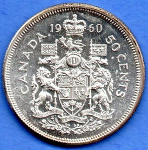 SILBER - 1960 - 50 CENTS - KANADA - QUEEN ELIZABETH II - 0,3291 oz SILBER - KM 56 - Bild 1 von 4