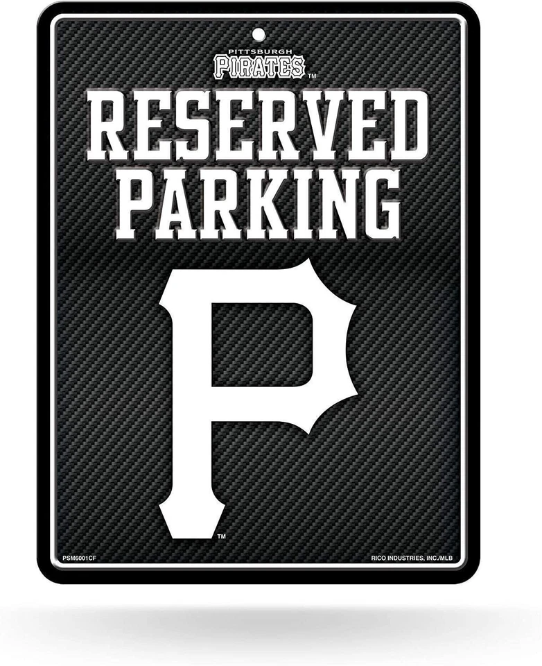 Pittsburgh Pirates Metal Parking Novelty Wall Sign 8.5 x 11 Inch Carbon Fiber... - Image 1 of 1