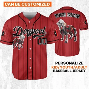 Custom Disney Deadpool Corps Dogpool Baseball Jersey - Picture 1 of 8