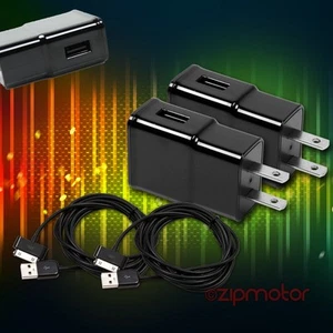 2X 2A TRAVEL ADAPTER+6FT 30PIN USB CABLE WALL CHARGER BLACK IPHONE IPAD 2 3 IPOD - Photo 1/1