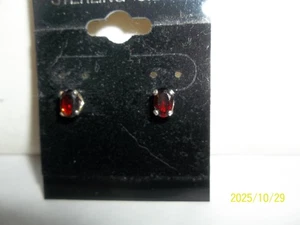 925 Granat Ohrringe ca.  1/4" lang 3/16" breit - Bild 1 von 2